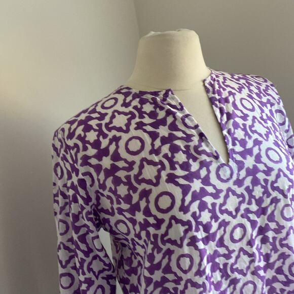 ROLLER RABBIT Tunic Womens Sz Small Purple Coverup Swim Geometric Print Beach - Picture 2 of 6
